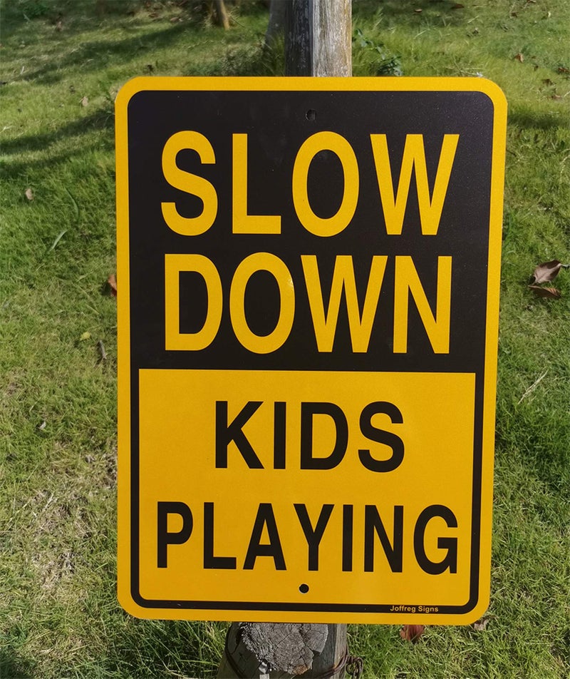 Joffreg Slow Down Kids Playing Sign,17 x12 Inches,Reflective Aluminum,2 Pack - Image 2